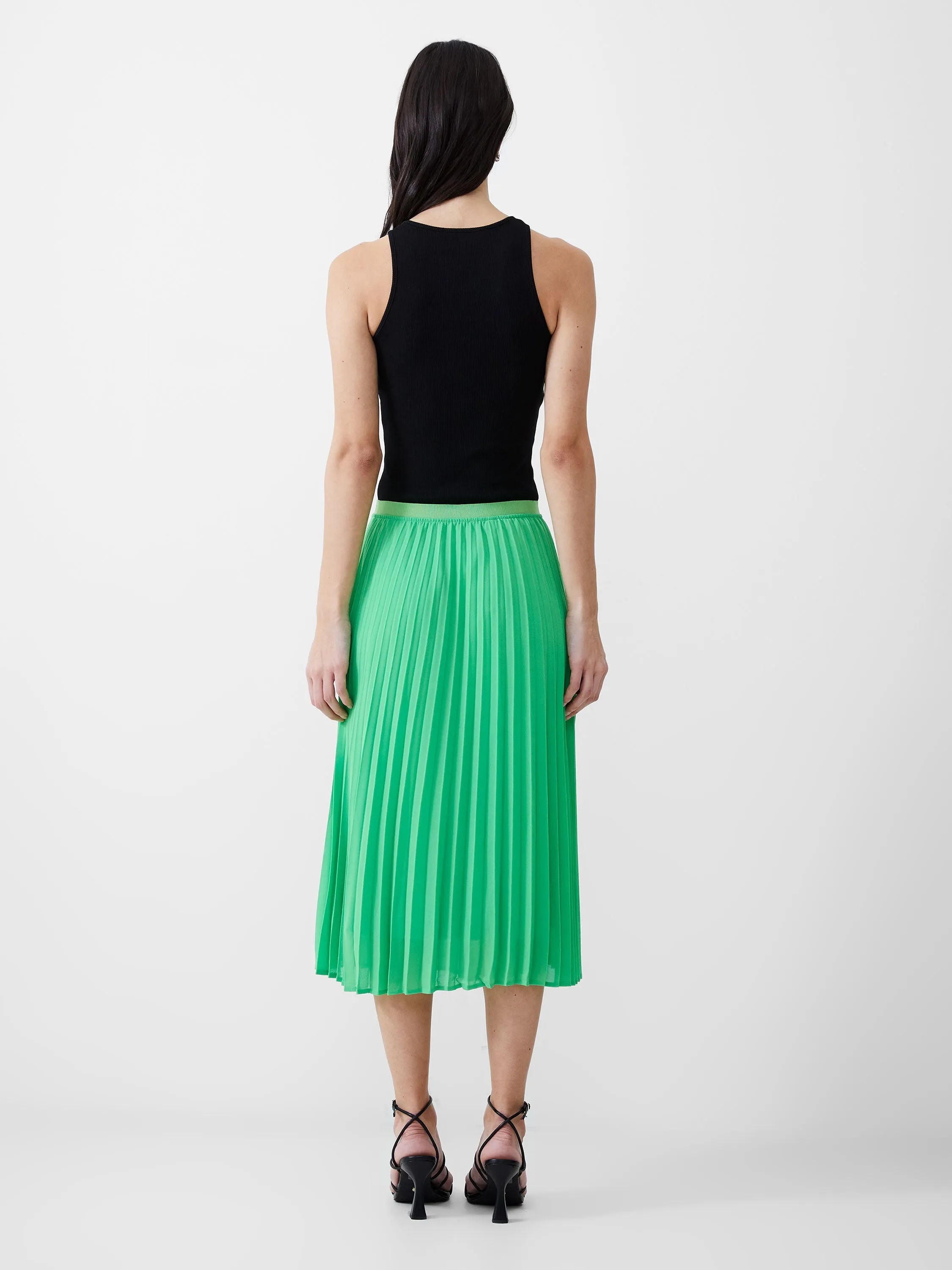 Pleat Georgette Midi Skirt