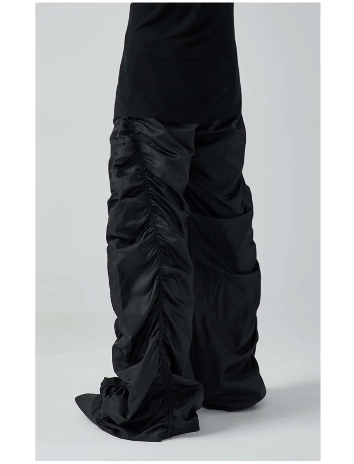 Pleated drawstring casual pants