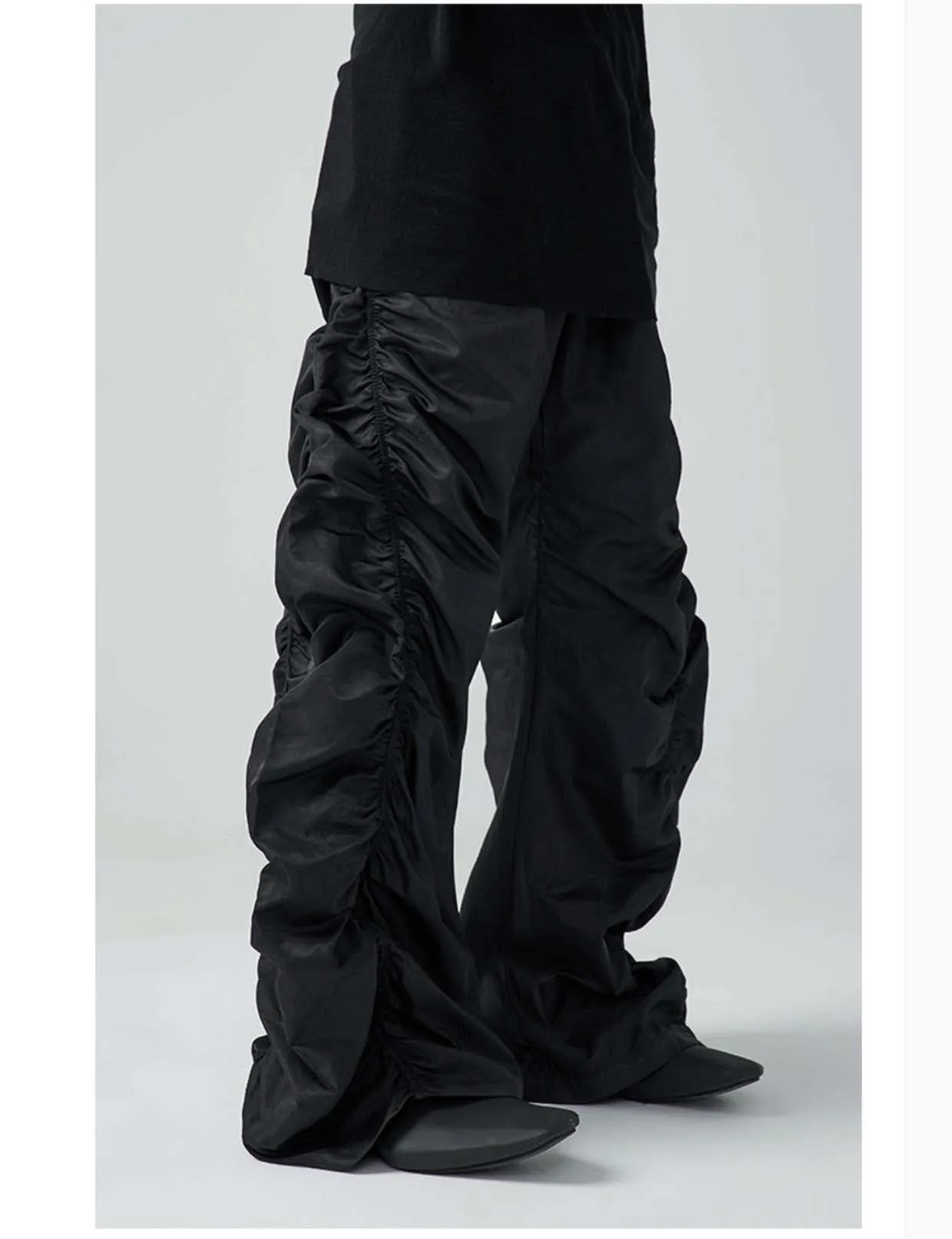 Pleated drawstring casual pants