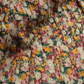 Pleated Floral Prints SS-28924 Blush, Pink & mustard