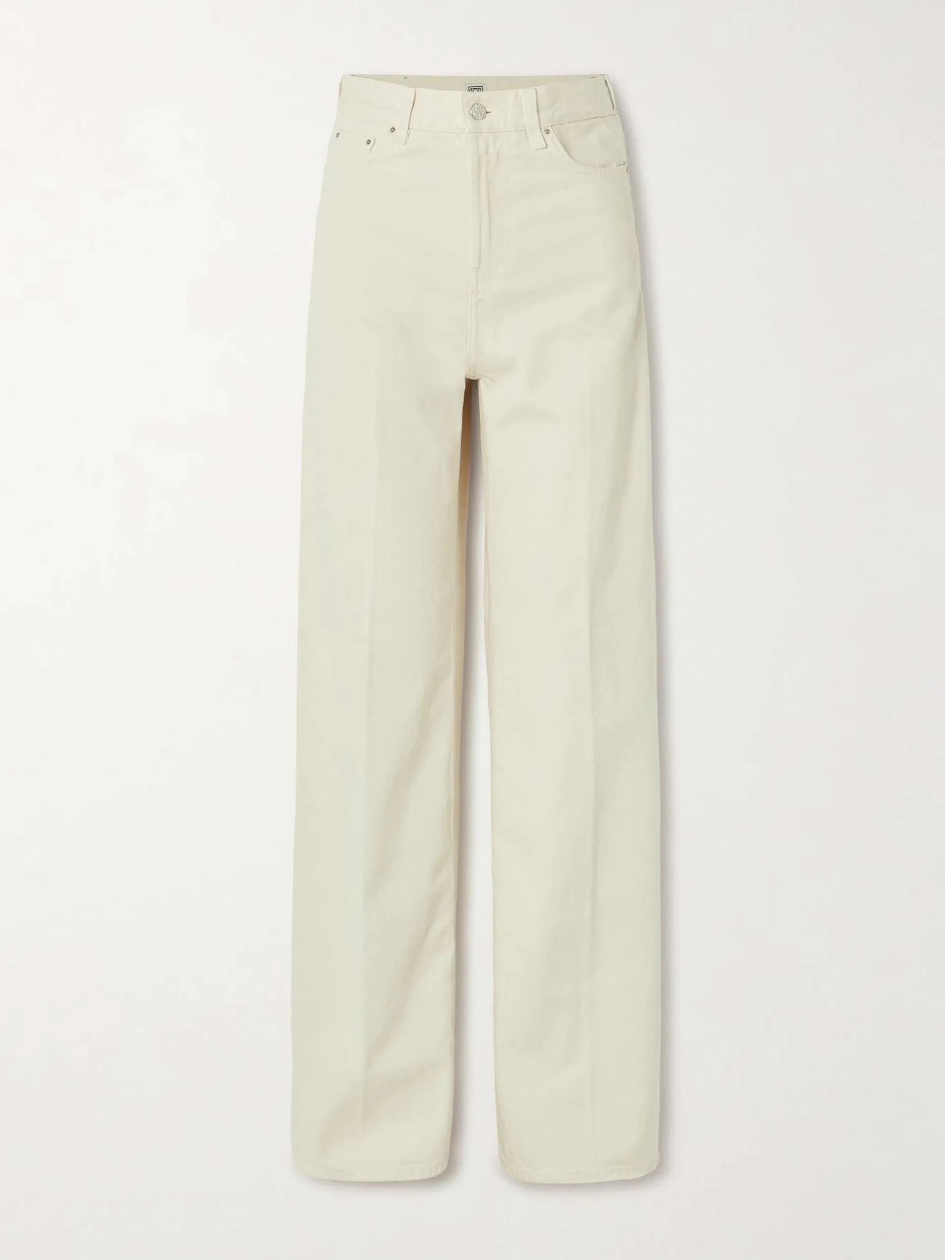 Pleated high-rise wide-leg organic jeans