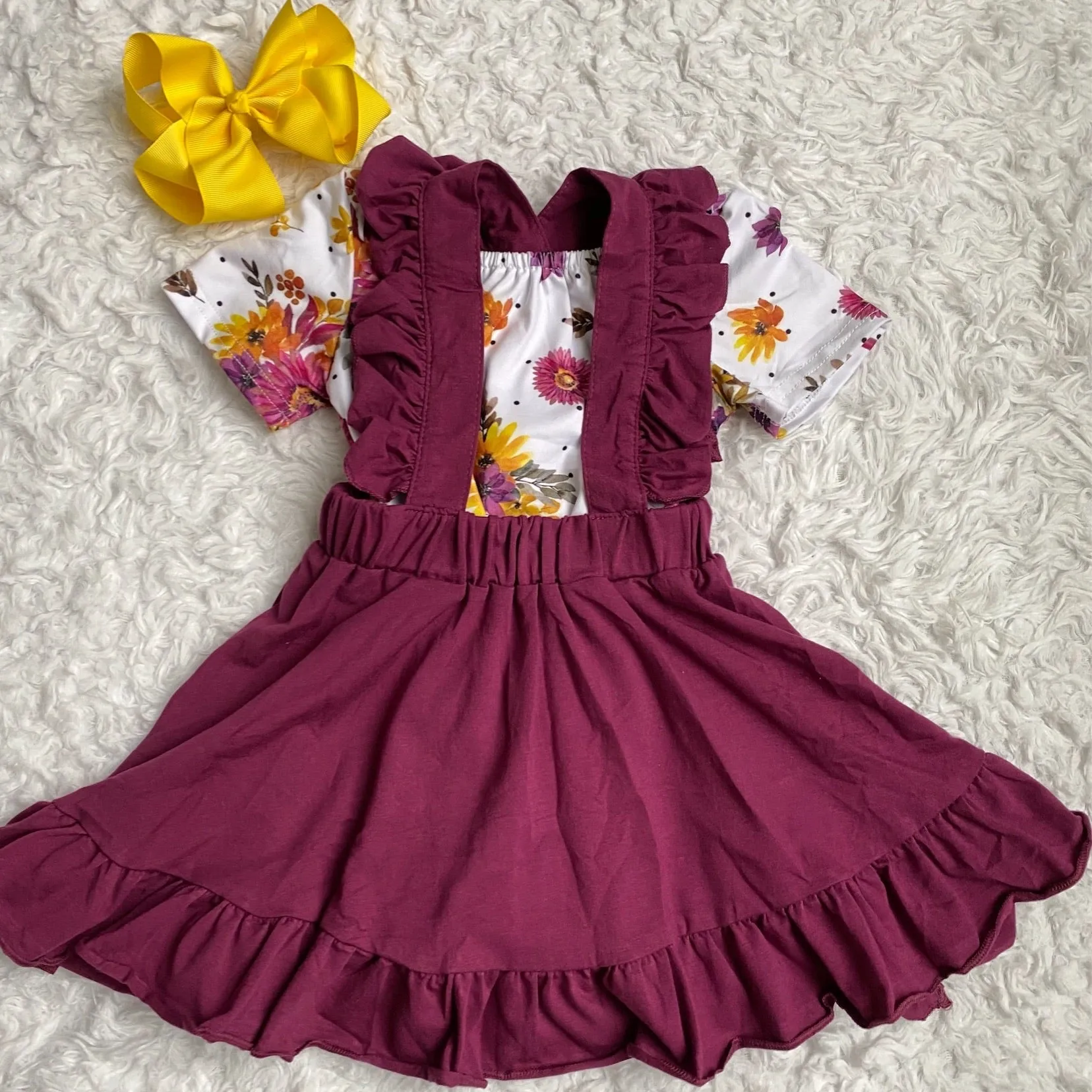 Plum Ruffle Suspender Skirt