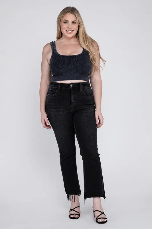 Plus Size High Rise Crop Flare Jeans