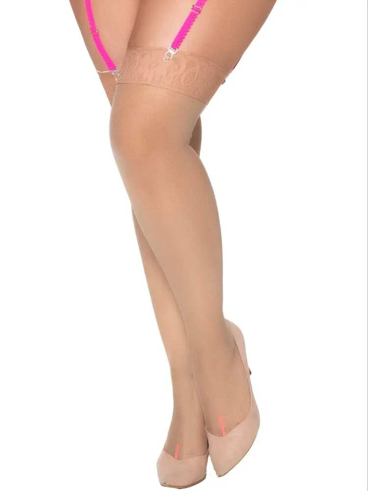 Plus Size Neon Seam Nude Thigh Highs