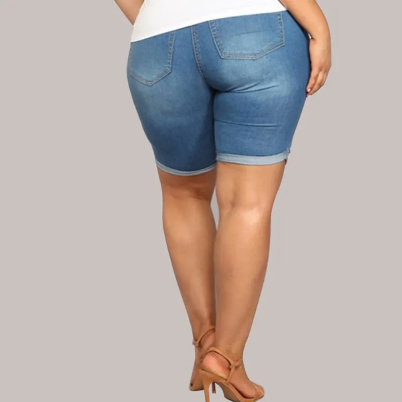 Plus Size Ripped Denim Shorts