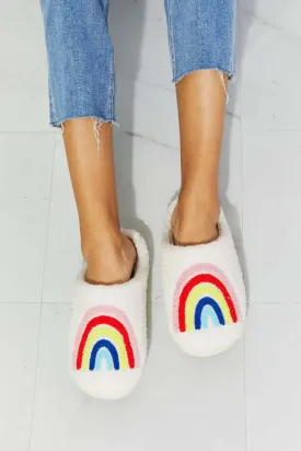 Plush Cute Slippers with Rainbow Graphic