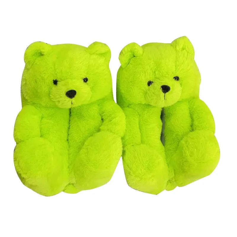 Plush Teddy Bear Couple Slippers