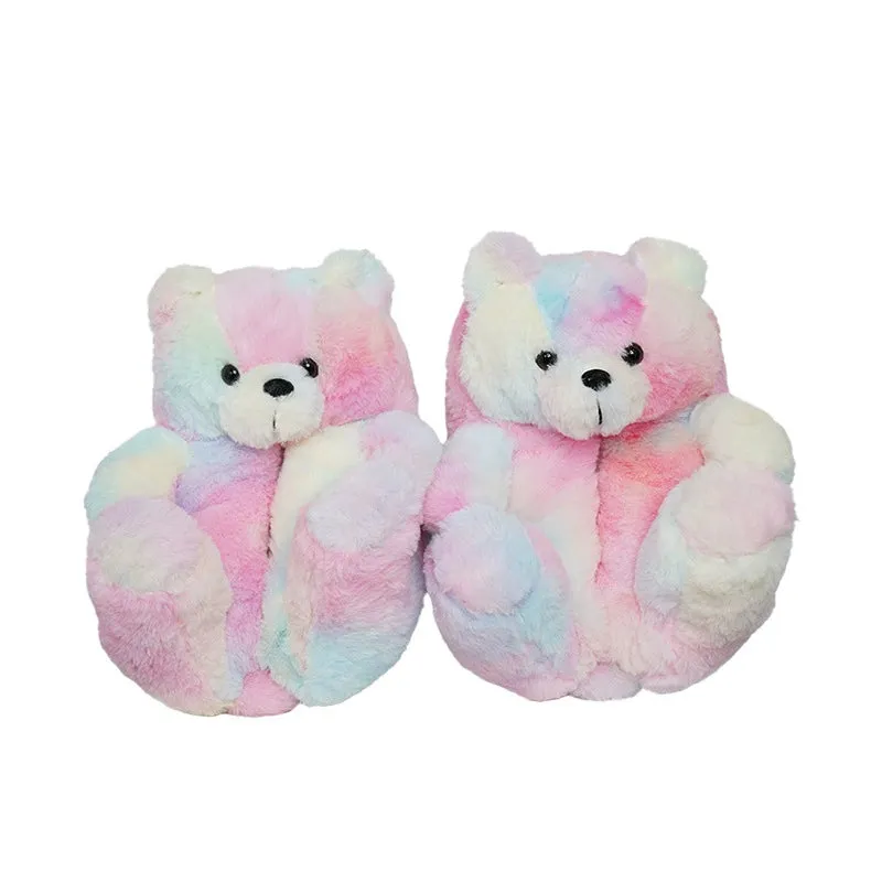 Plush Teddy Bear Couple Slippers