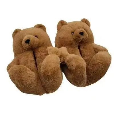 Plush Teddy Bear Couple Slippers