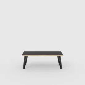 Plywood Bench Seat with Black Box Hairpin Legs - Formica Diamond Black - 1200(w) x 400(d) x 450(h)