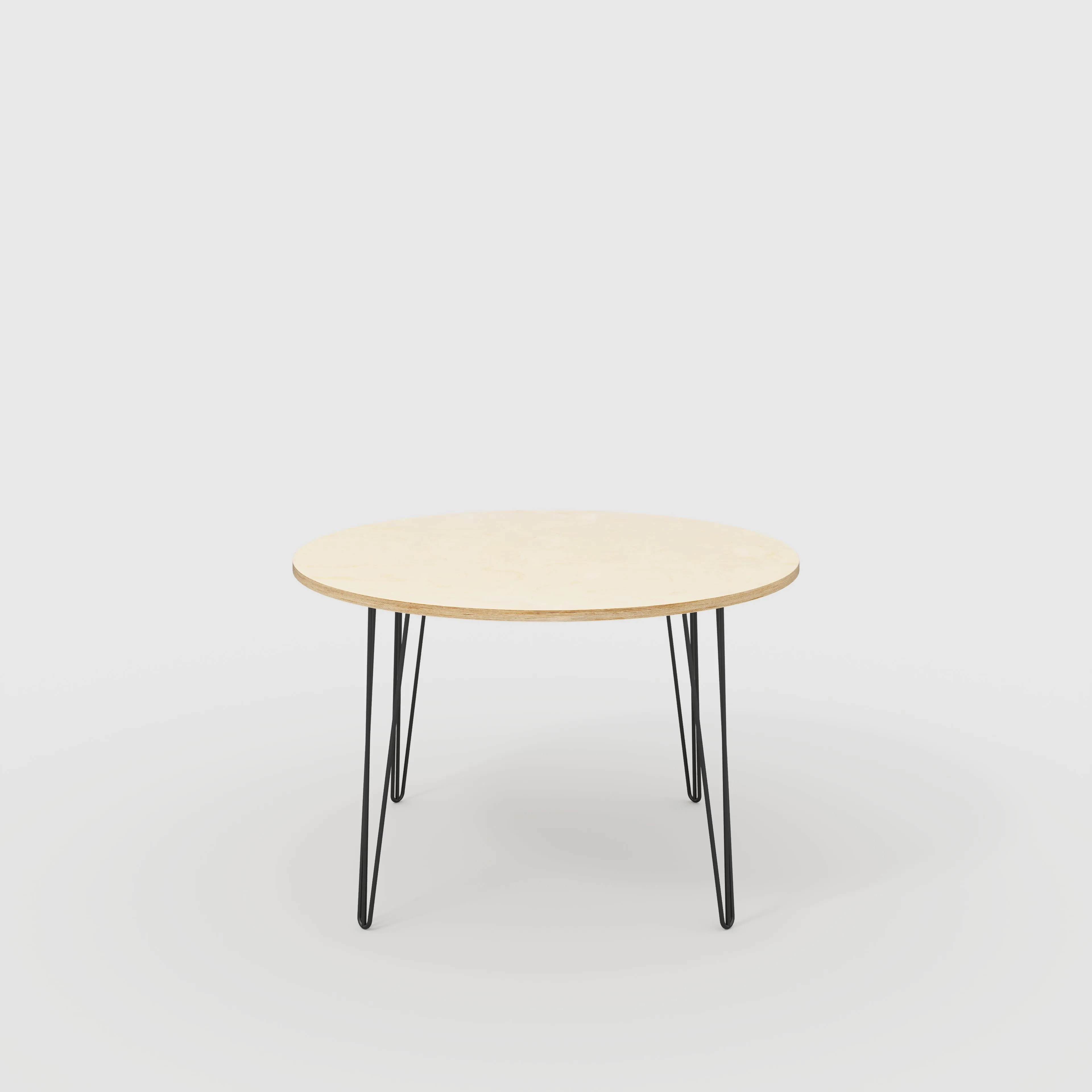 Plywood Round Table with Black Hairpin Legs - Plywood Birch - 1200(dia) x 735(h)