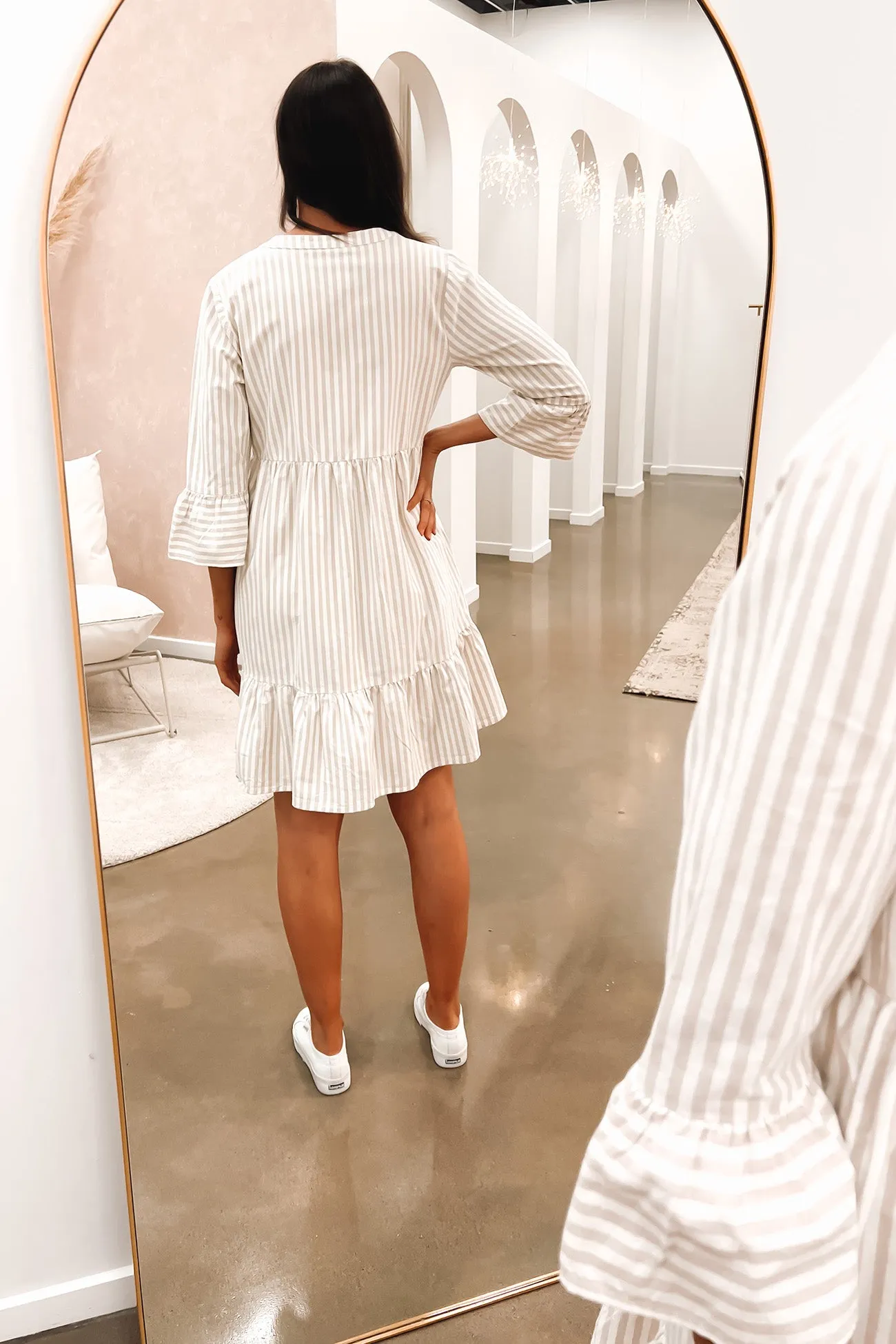 Poe Mini Dress Latte Stripe