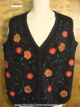 Poinsettia Convention 2sided Funny Christmas Sweater Vest