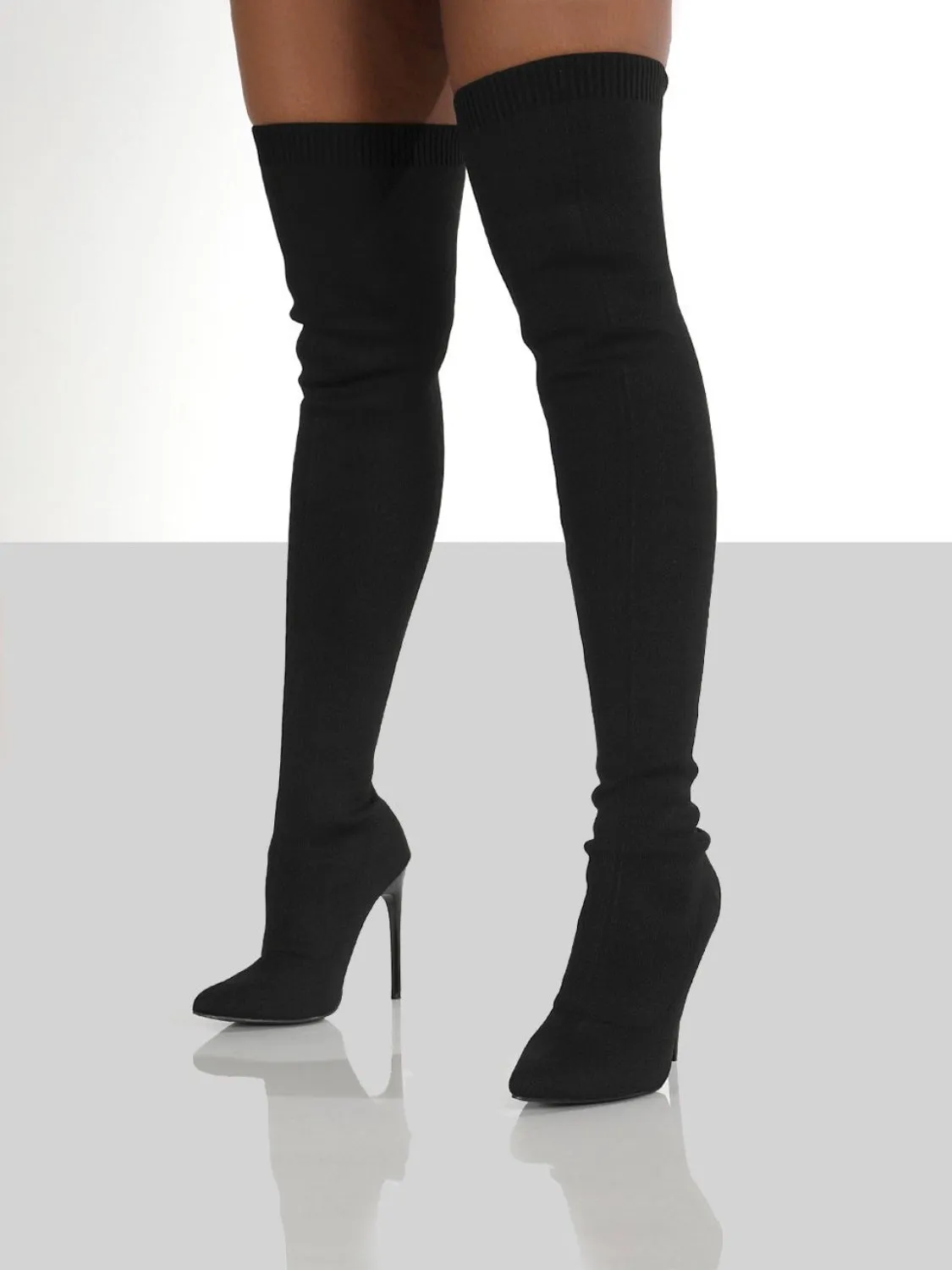 Point Toe Over Knee Stiletto Boots | Over the Knee Boots