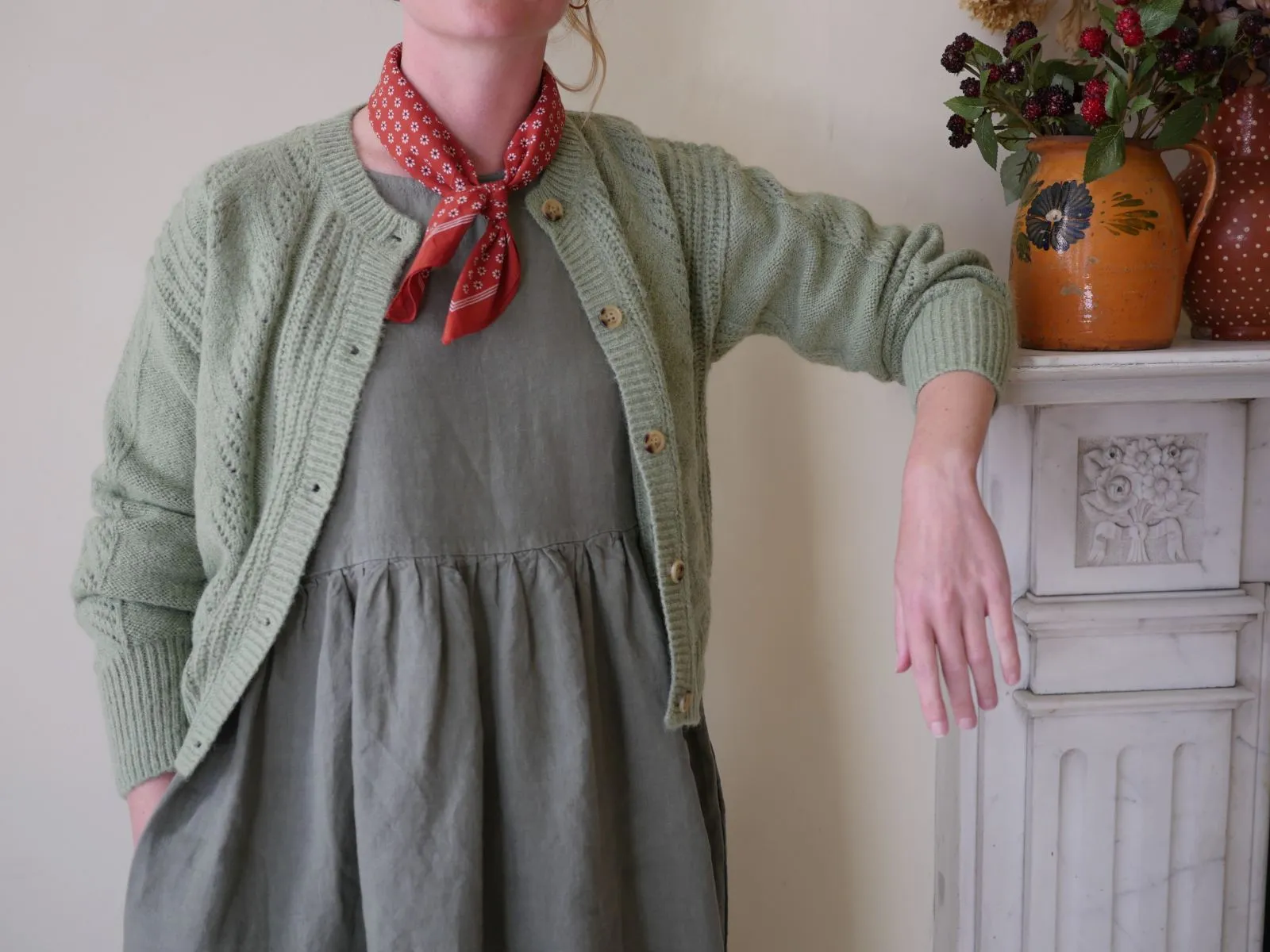 Pointelle Cardigan - Sage