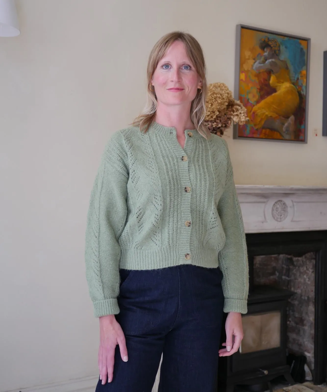 Pointelle Cardigan - Sage