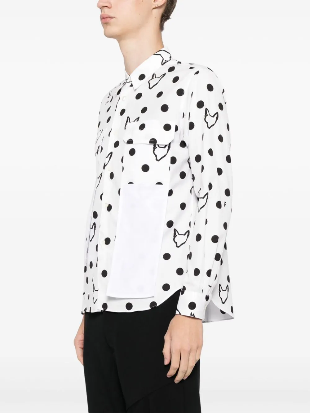 Polka Dot Long Sleeve Pocket Shirt