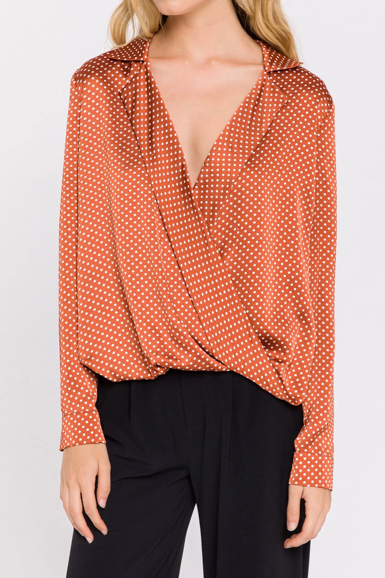 Polka Dot Wrap Shirt