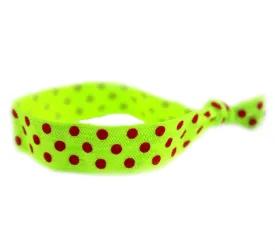 Polka Dots Lime Red Hair Tie (SKU 6009)