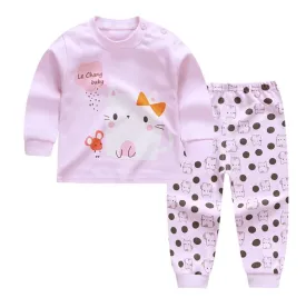 Polka Kitten Baby and Toddler Pyjama Set