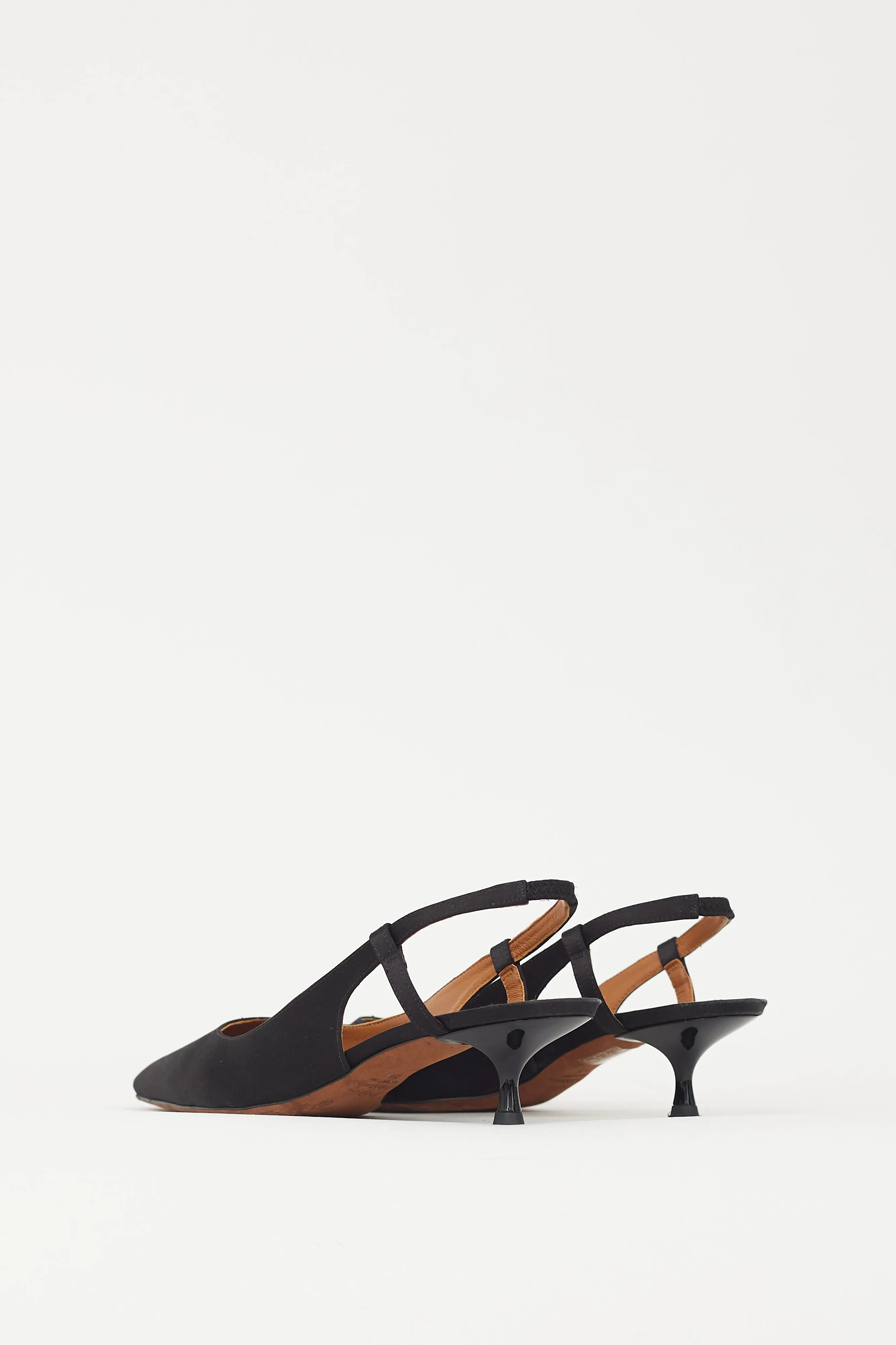 Polo Black Satin Slingback Heel