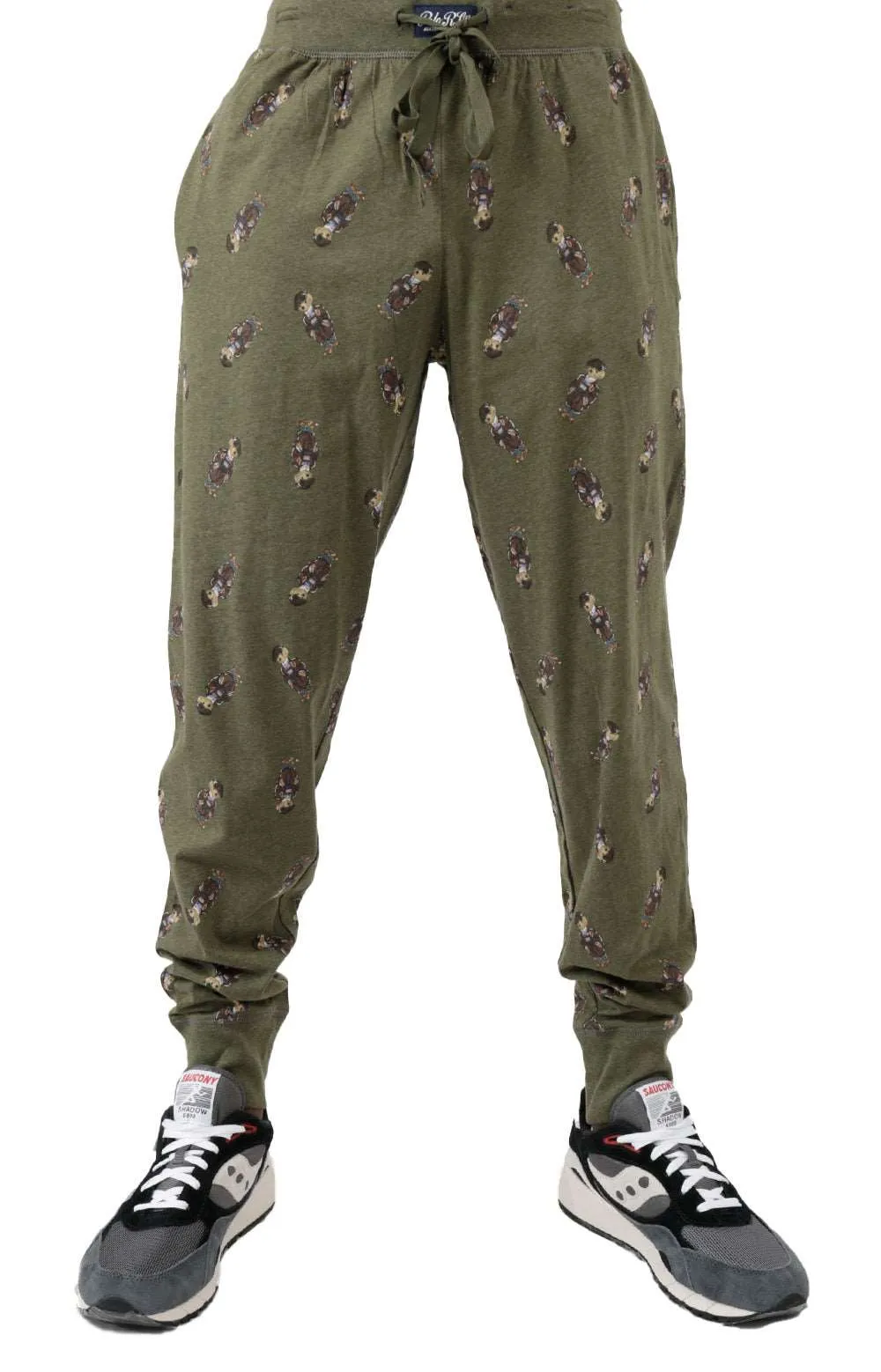 Polo Ralph Lauren Green Ribbed Pajama Jogger with Heritage Bear Print