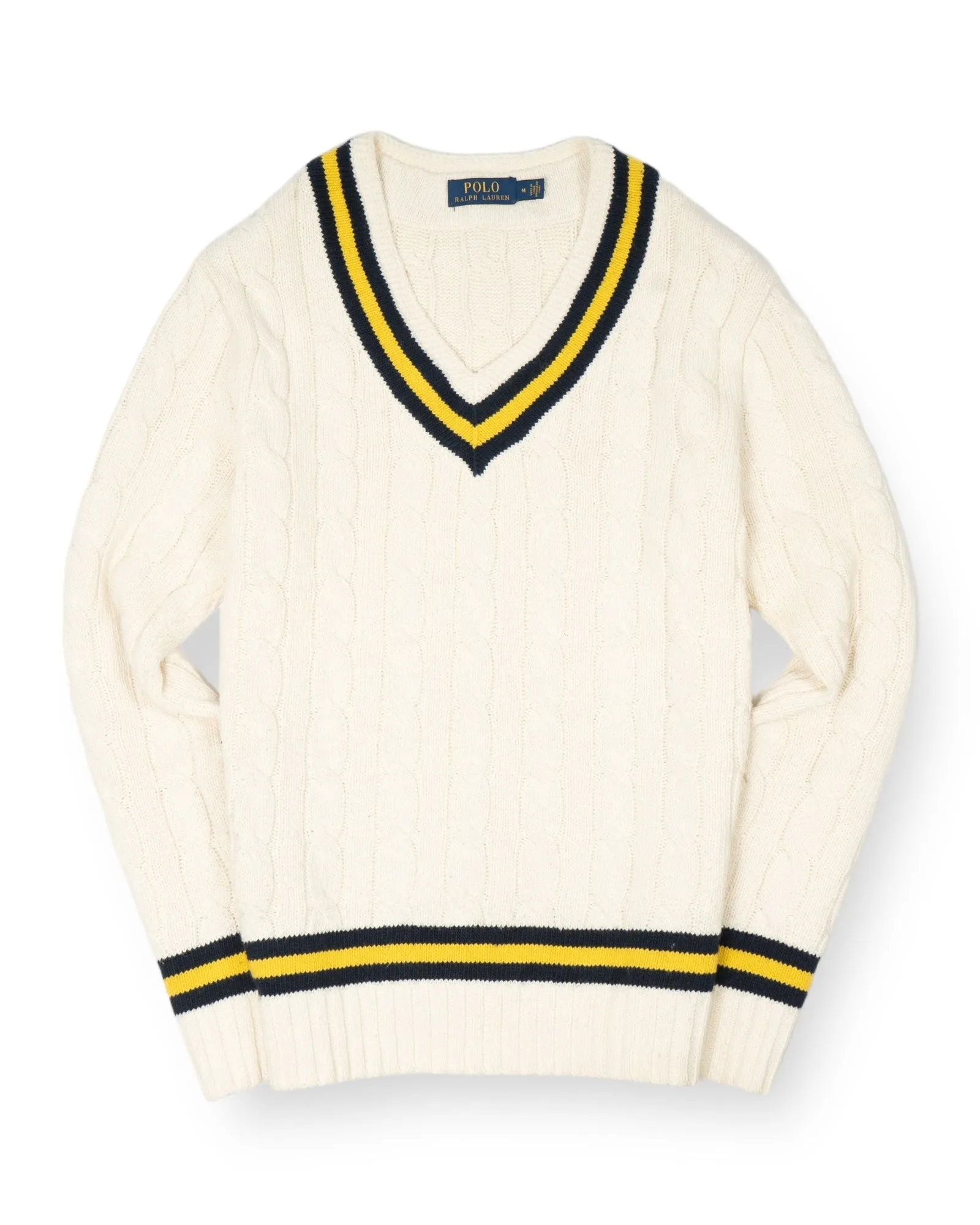 Polo Ralph Lauren - Ivory Cotton/Cashmere Cricket V-Neck Sweater M