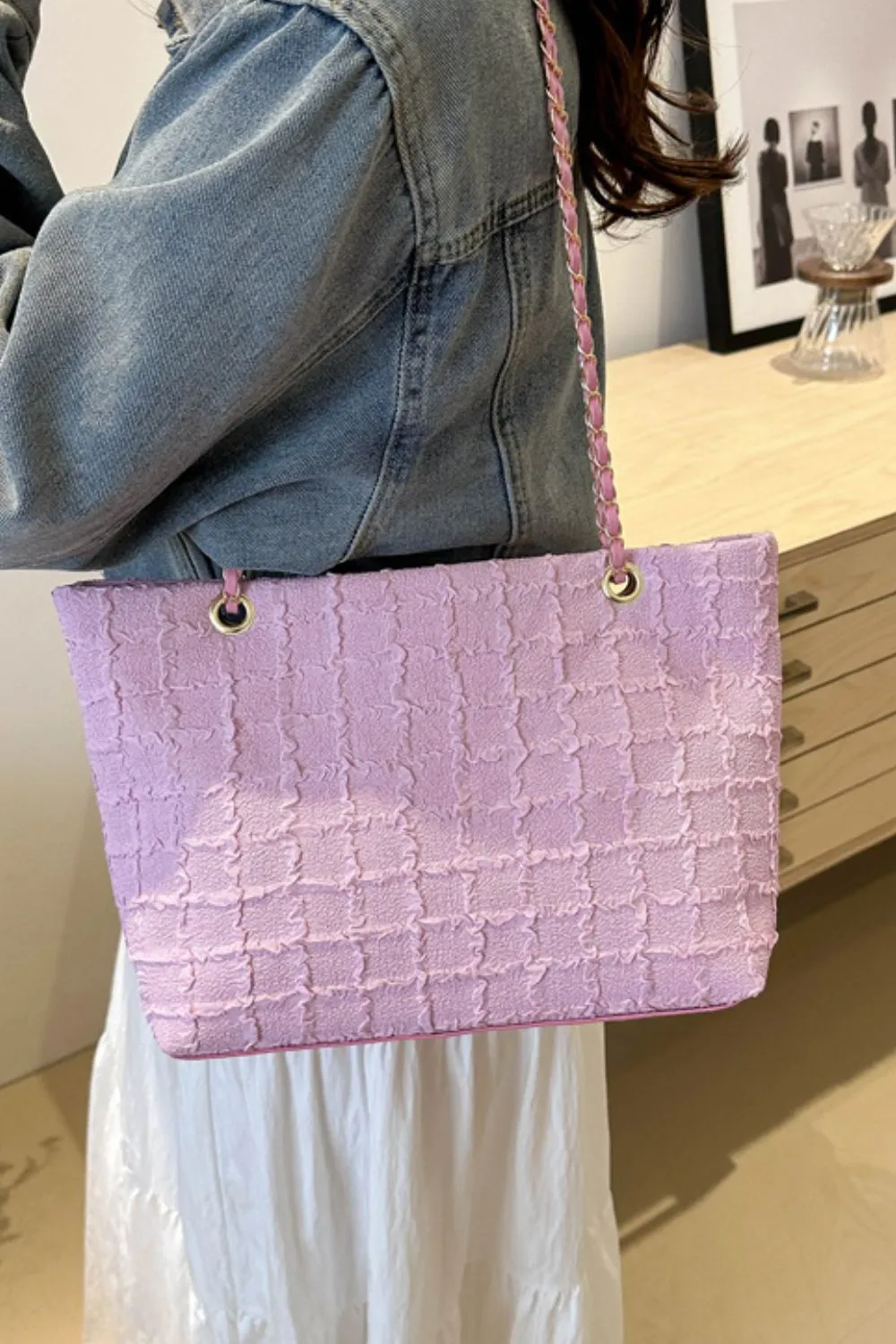 Polyester Texture Chain Tote Bag