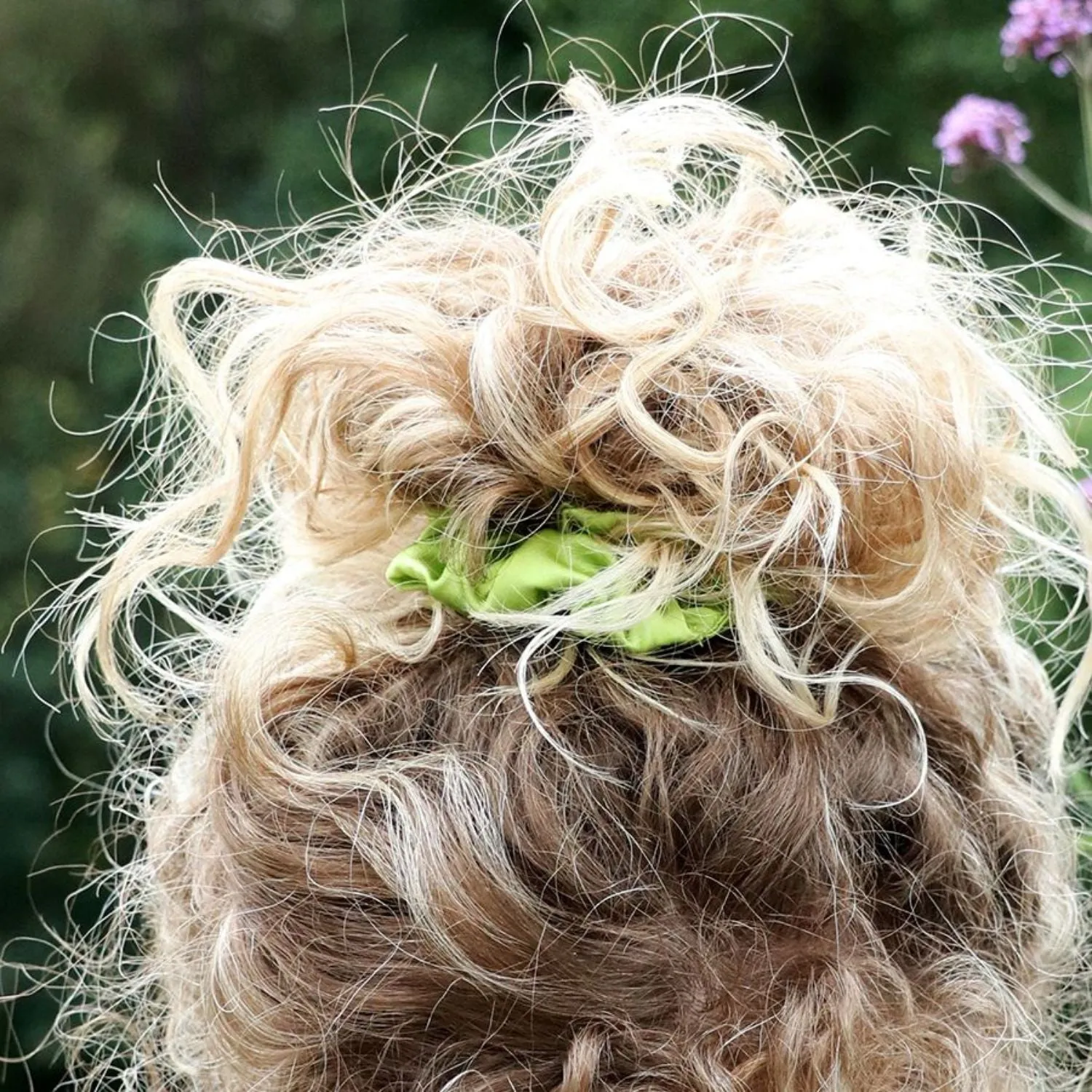 POM Navy and Lime Mix Tropical and Plain Scrunchie Duo