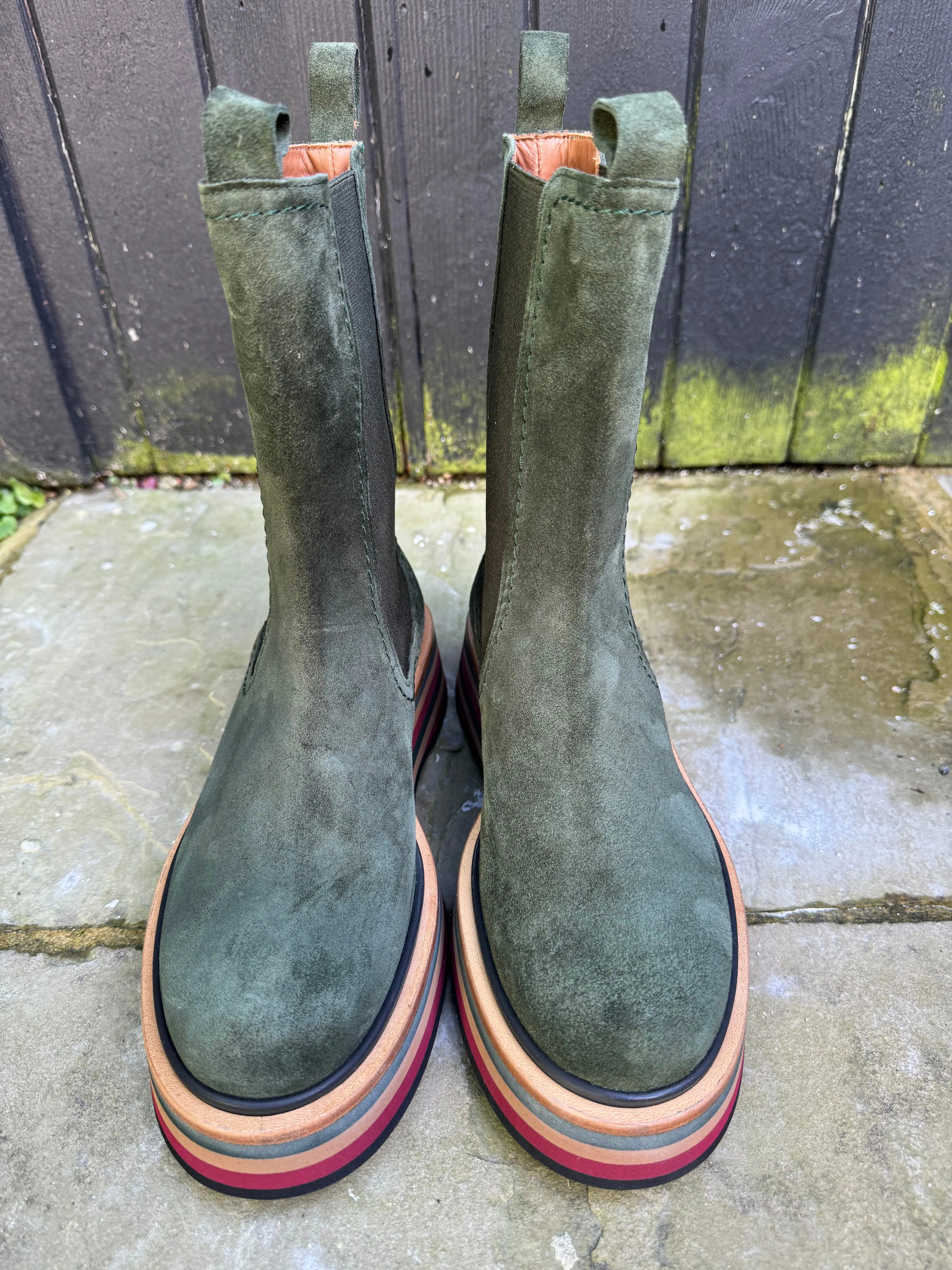 Pons Quintana Khaki Stripe Sole Ankle Boot