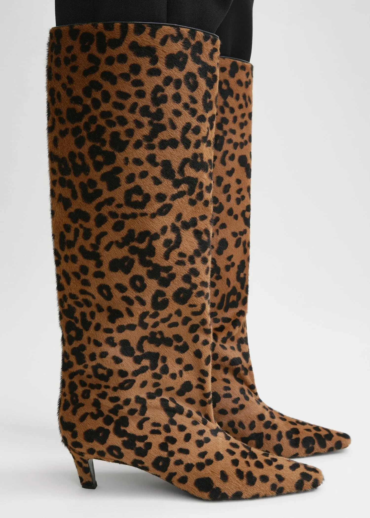 Pony hair wide shaft boots leopard