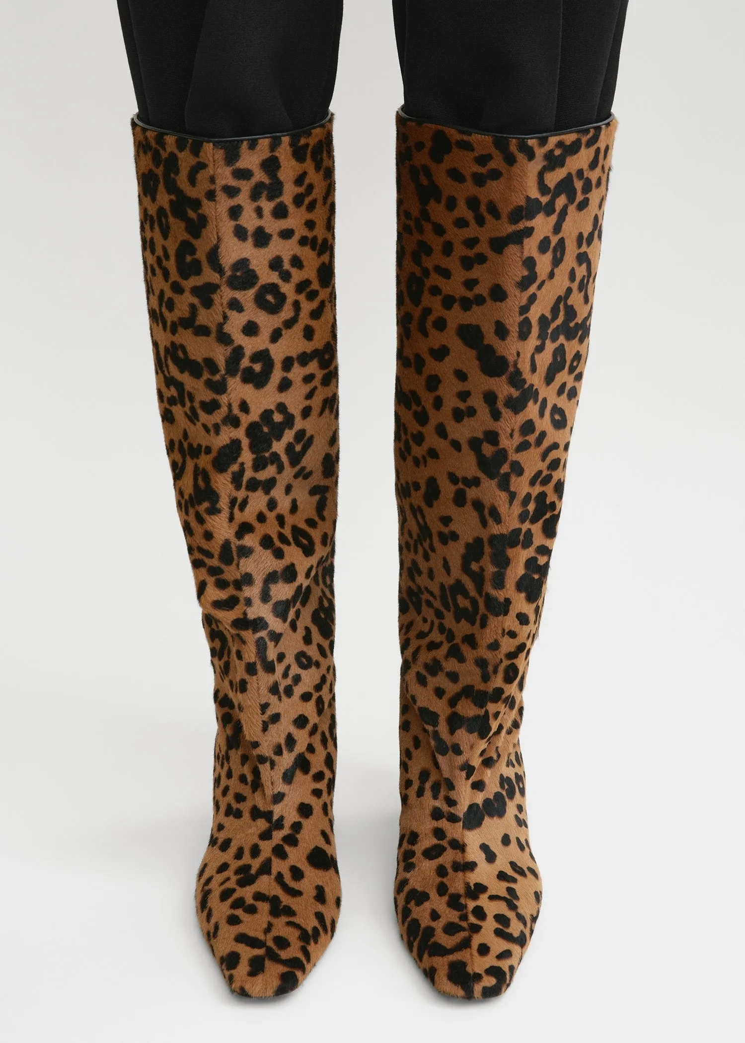 Pony hair wide shaft boots leopard