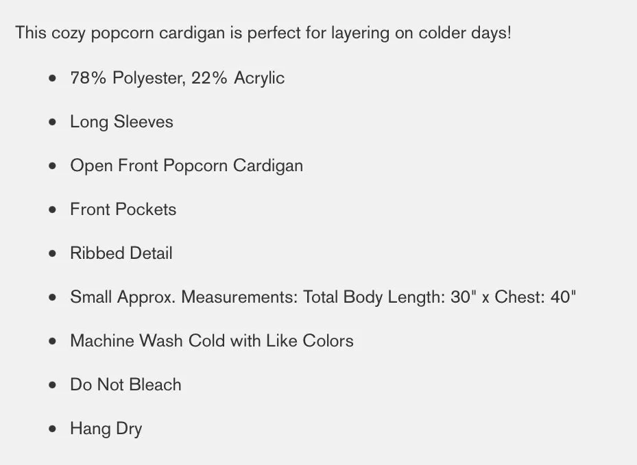 Popcorn Cardigans