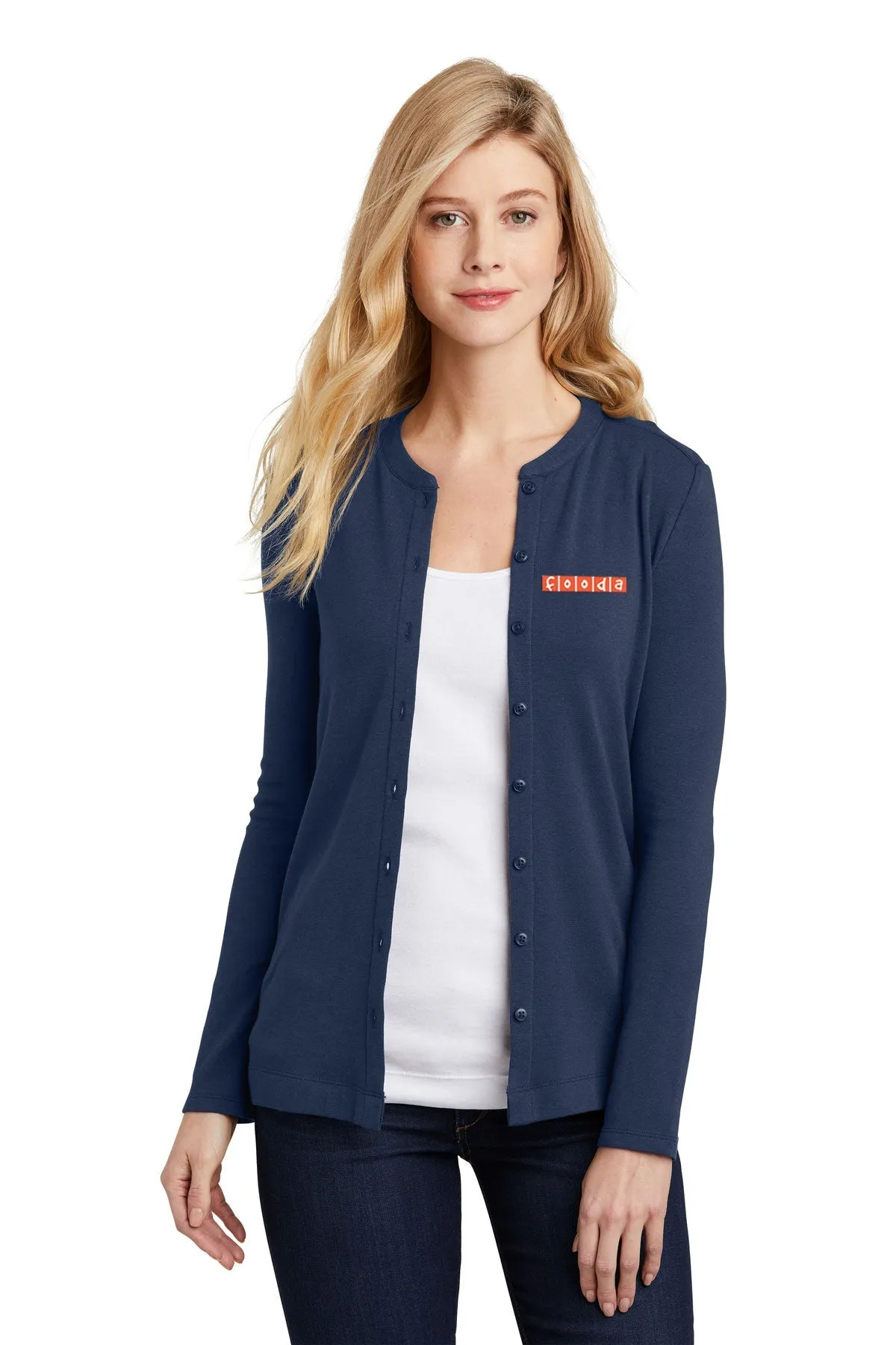 Port Authority Ladies Button-Front Cardigan, Dress Blue Navy [Fooda Manager]