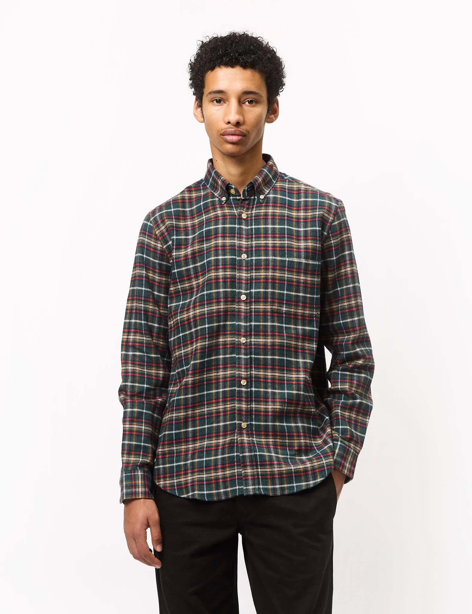 Portuguese Flannel Forest Train Shirt - Green