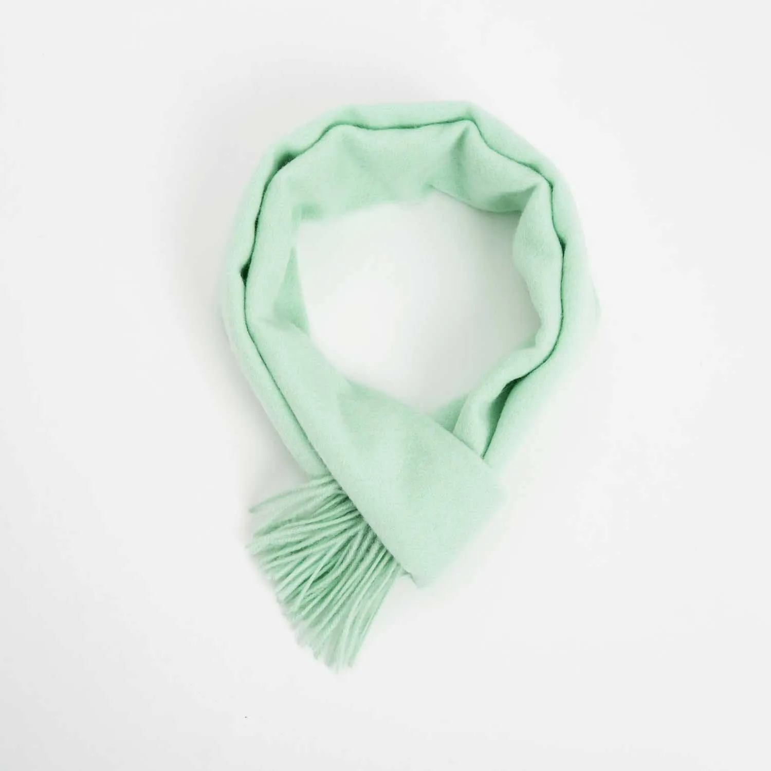 POSH FLEECE Pure Wool Scarf with Fringe Mint