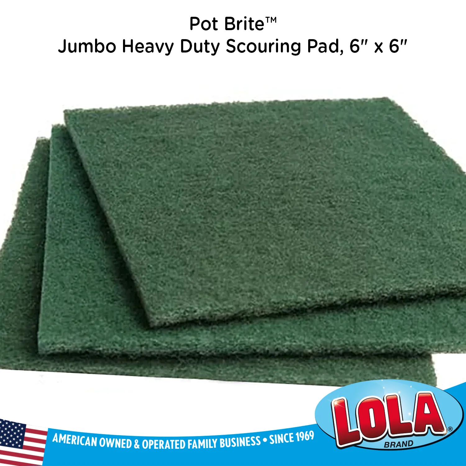 Pot Brite Jumbo Heavy Duty Scouring Pad - 6" x 6" - 3 pack