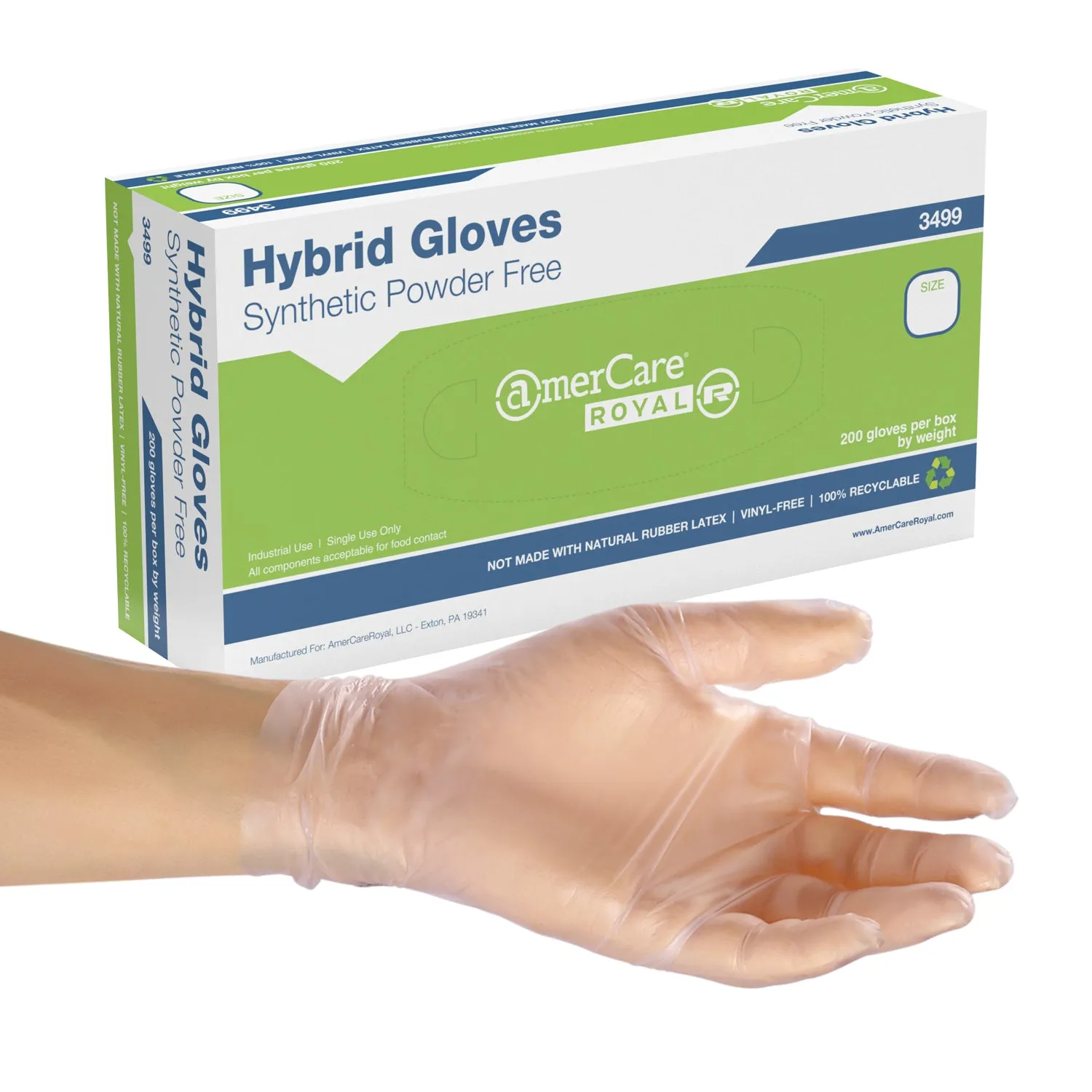 Powder-Free ACR Hybrid Gen 2.0 Gloves (XS-XXL), Case of 1,000 (XXL: 900)