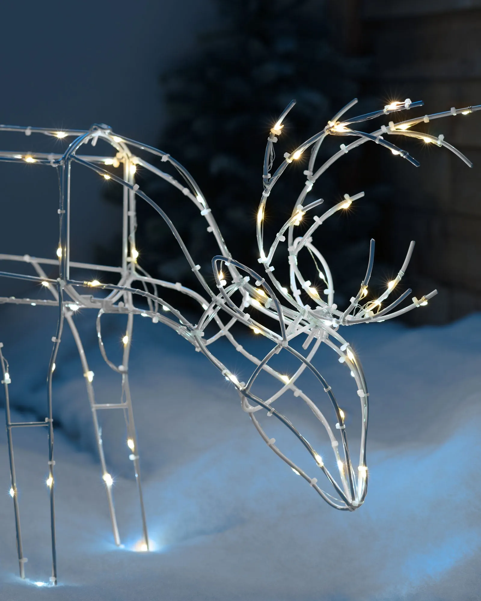 Pre-Lit 3D Grazing Reindeer Silhouette, 40 cm