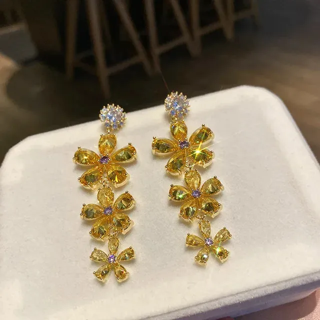 Pre Order: Candy Color Flower Zircon Earrings