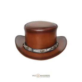 Premium Brown El Dorado Leather Top Hat