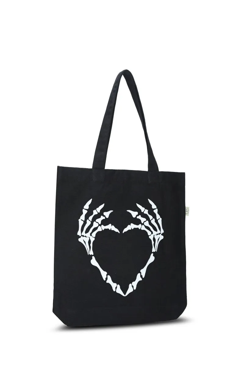 Premium Cotton Canvas Tote Bag- Bone Black