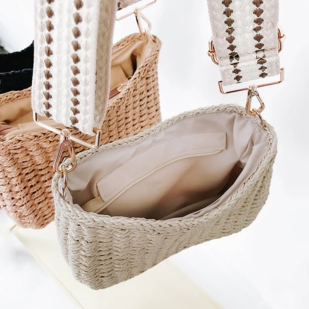 Pretty Simple | Staycation Straw Bag (Free Crossbody Strap Included!): Cream