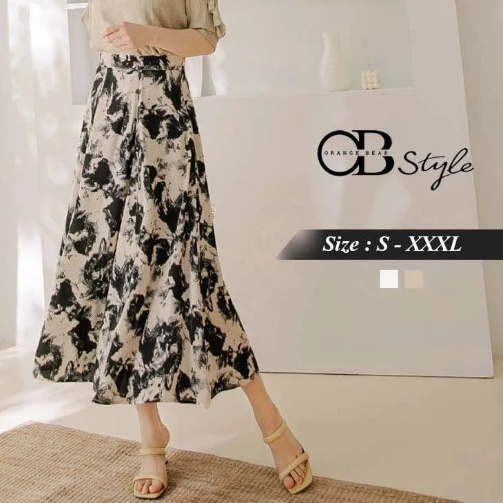 PRINTED CHIFFON A-LINE MIDI SKIRTS