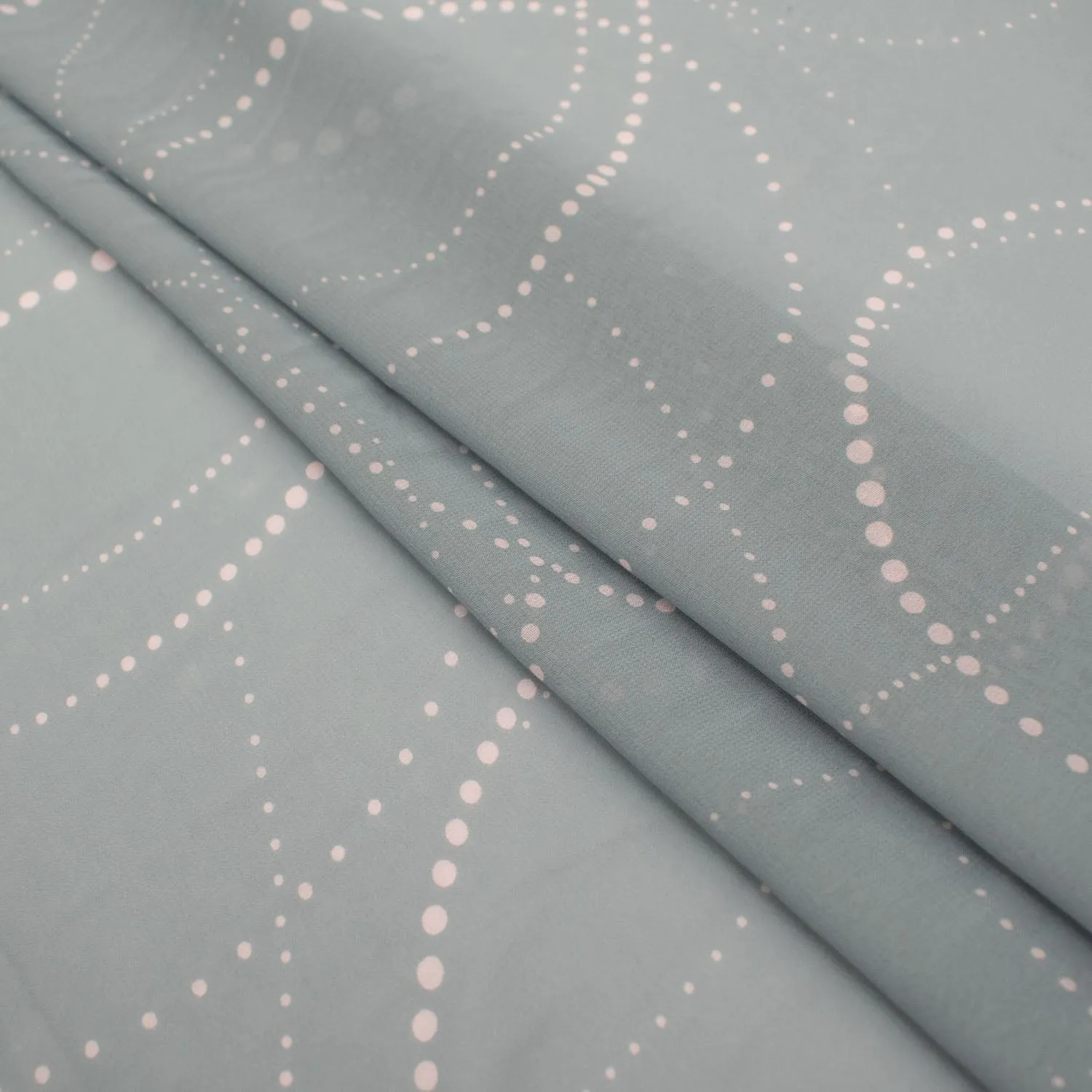 Printed Chiffon Design-8 Light Baby Pink Dots on Silver