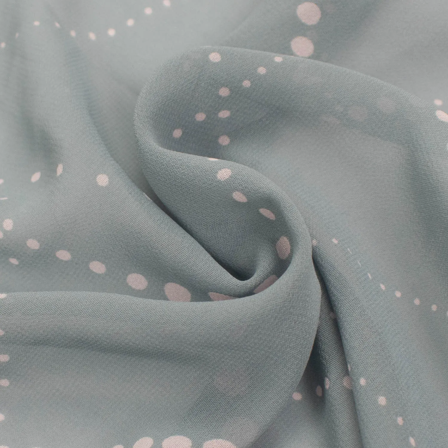 Printed Chiffon Design-8 Light Baby Pink Dots on Silver