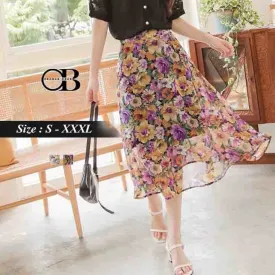 PRINTED CHIFFON MIDI SKIRTS