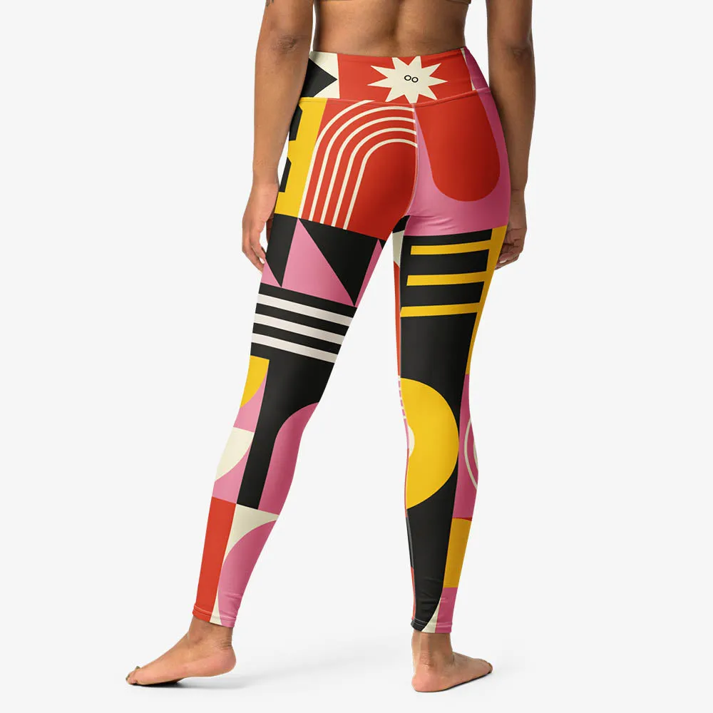 Printed Leggings "Design Delight" Orange/Yellow/Pink