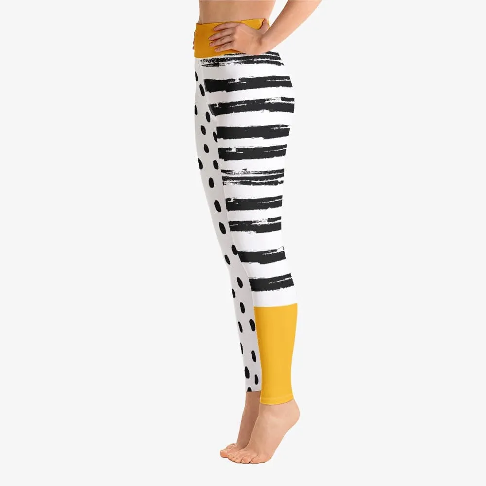 Printed Leggings "Dots&Stripes" Yellow