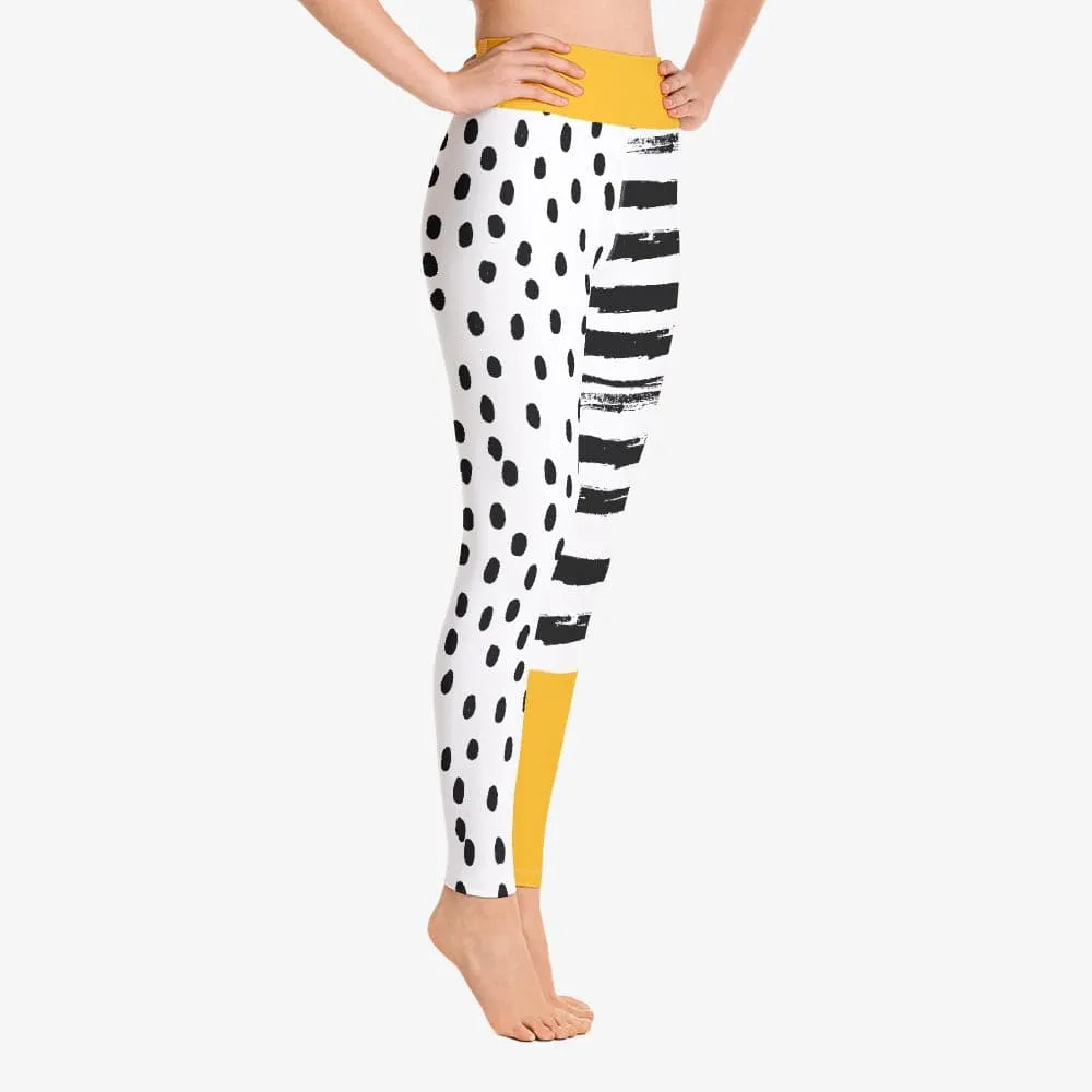 Printed Leggings "Dots&Stripes" Yellow